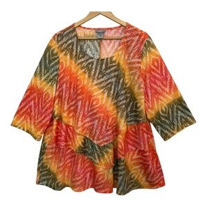 Catherines Top Blouse Poetry Tiered Tee 2X 22/24 WP Tiered Abstract  Feminine